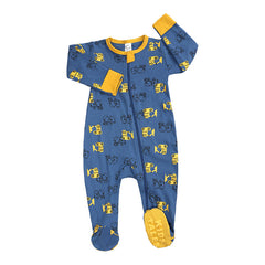 Baby Romper Cartoon Cotton Baby Footwear Zipper Non-Slip Newborn Baby Romper Infant Clothes Bodysuit - Blue, 9-12 Months