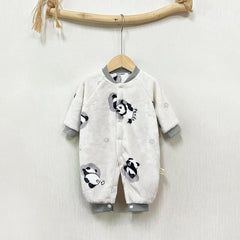 Winter Thickened Velvet Panda Sleepwear Onesie - Grey, 2-3 Years