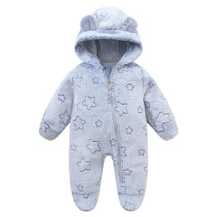Baby Winter Warm Velvet Rompers - Cozy Long Sleeve Jumpsuit - Pink, 9-12 Months