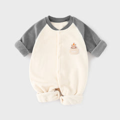 Baby autumn and winter base with fleece warm onesie mens and womens baby pajamas - Grey, 2-3 Years