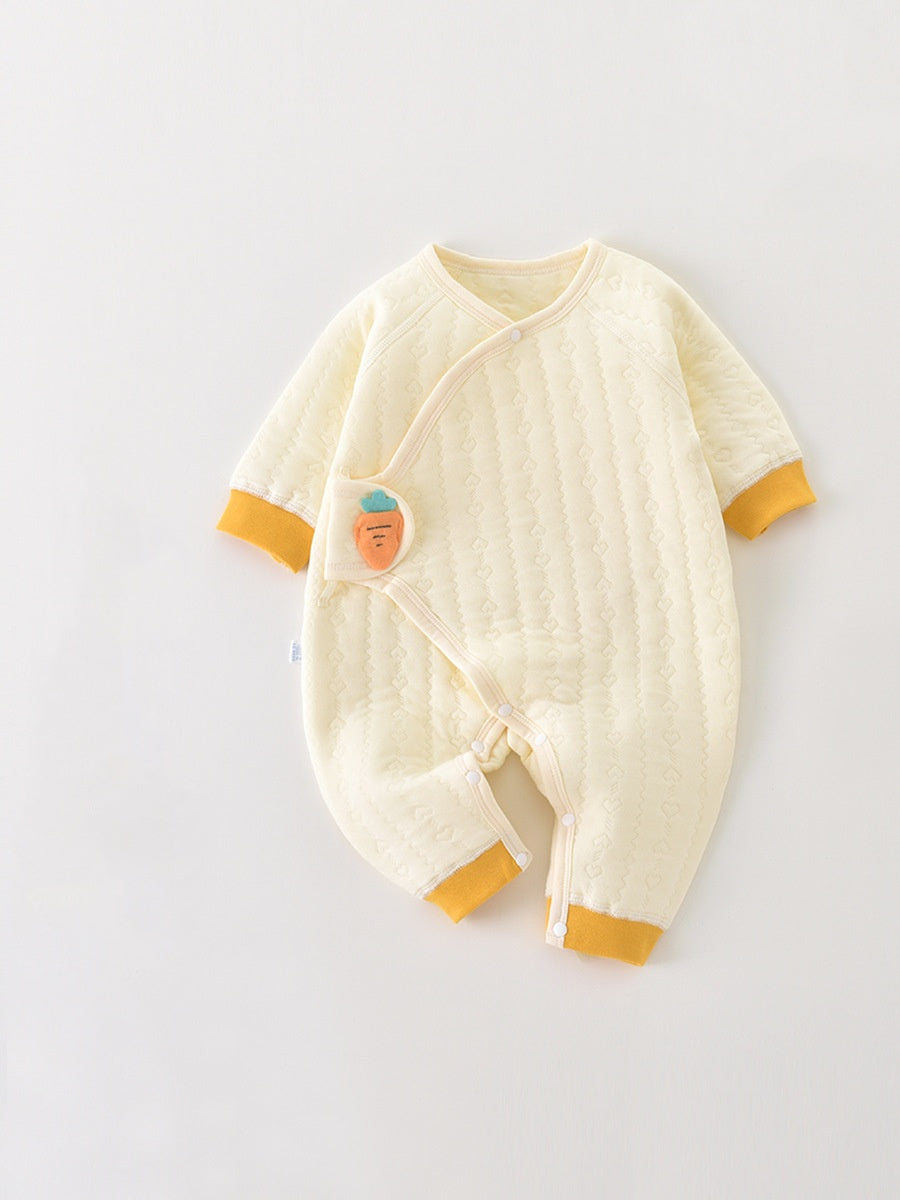Newborn Warm Quilted Jumpsuit Cloth - Light Grey / New Born