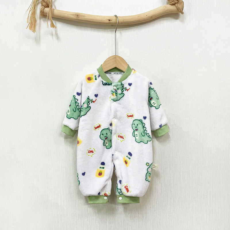 Winter Thickened Velvet Bear Sleepwear Onesie - Green, 9-12 Months