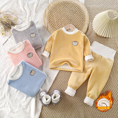 Baby Thermal Underwear Set - Cozy Autumn Winter Home Wear - Pink, 4-5 Years