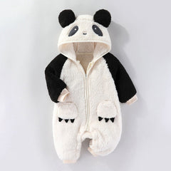 Winter Plush Animal Insulation Cotton-padded baby rompers - White, 9-12 Months