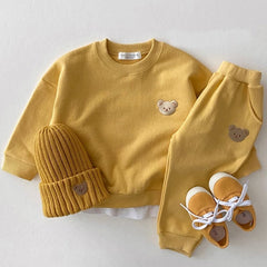 Baby Boys and Girls Hoodie Set - Cozy Two-Piece Winter Sportswear - Yellow, 0-3 months