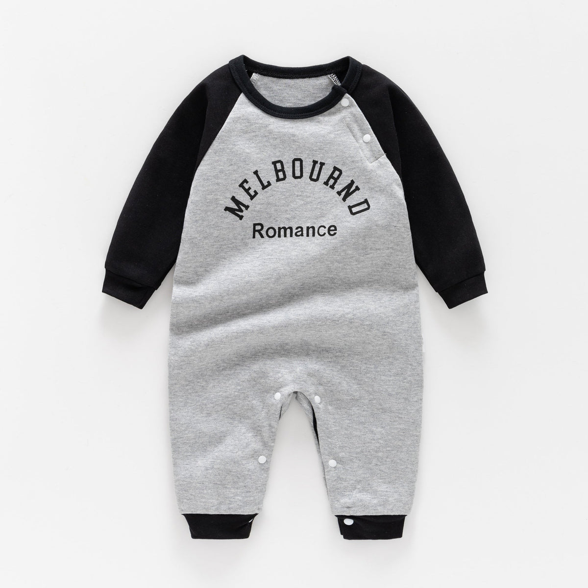 Baby Boy/Girl Letter Print Block Color Fluff Long Sleeve Pullover Romper - Grey, 3-6 Months