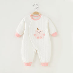 Unisex jumpsuit Spring and Autumn air clamp thin cotton warm baby clothing - Green, 2-3 Years