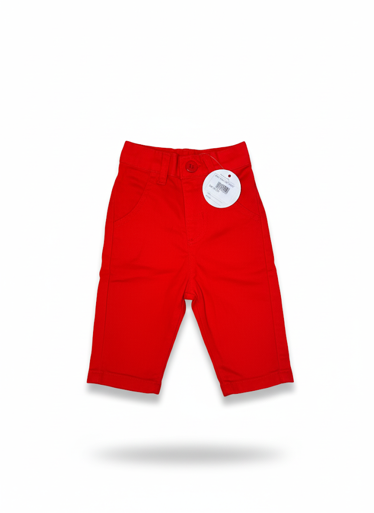 Pant Twill Red Infant - 6-12 Months