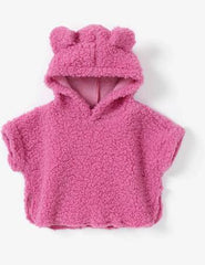 Baby Girl Sweet Solid Color Half Sleeve Fleece Hooded Jacket Coat - Pink / 3-6 Months